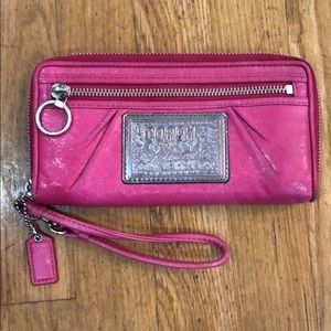 Coach Pink Leather Wristlet Wallet